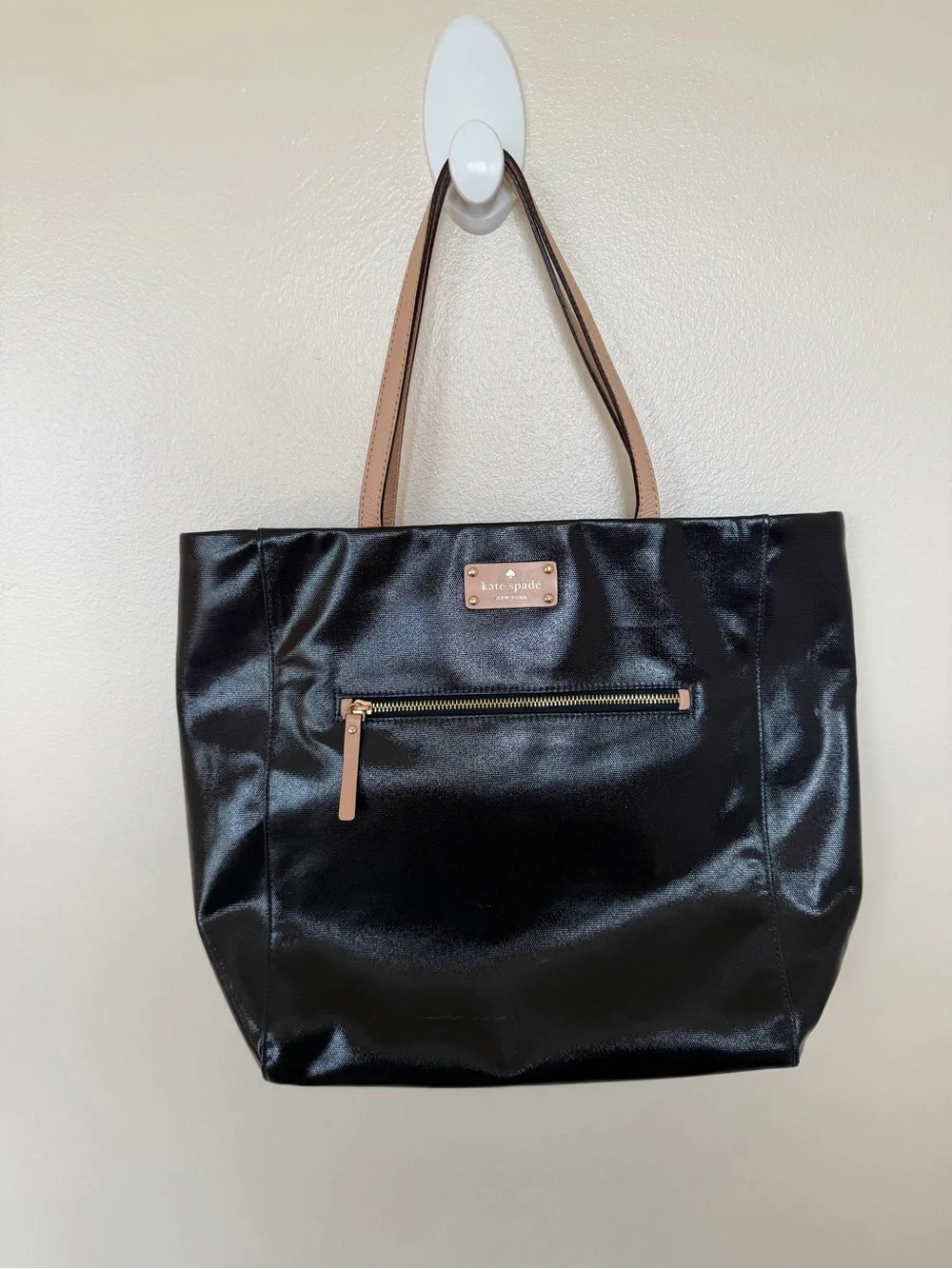 KATE SPADE NEW YORK KERRYN FULTON STREET PATENT LEATHER LARGE SHOPPERS TOTE